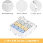 Joyoldelf Sock Drawer Organizer Divider, 16-Cell Underwear Organizers and Storage Fabric Drawer Organizer for Socks, Lingerie, Handkerchiefs, Ties Black, 2 Packs (White) - Image 3