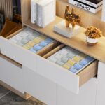 Joyoldelf Sock Drawer Organizer Divider, 16-Cell Underwear Organizers and Storage Fabric Drawer Organizer for Socks, Lingerie, Handkerchiefs, Ties Black, 2 Packs (White) - Image 4