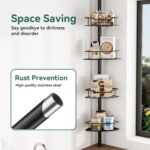Corner Shower Caddy Tension Pole, 4 Tier Rustproof Shower Tension Rod Organizer, Adjustable 25-125 Inch Bathroom Shower Organizer Shelves for Bathtub Shampoo Storage, Black - Image 4
