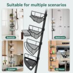 Corner Shower Caddy Tension Pole, 4 Tier Rustproof Shower Tension Rod Organizer, Adjustable 25-125 Inch Bathroom Shower Organizer Shelves for Bathtub Shampoo Storage, Black - Image 8