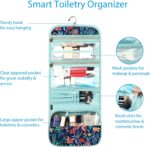 Fintie Portable Toiletry Cosmetic Travel Bag, Large Water Resistant Hanging Makeup Organizer Storage Pouch Case for Women Girls (Jungle Night) - Image 3