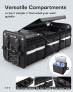 HOTOR Trunk Organizer - 3-Compartment Car Organizer and Storage with Cooler Bag, Foldable Car Storage Organizer for SUV with Handles & Strap for Shopping, Picnic, 33.1" x 13.0" x 11.8", Black - Image 3