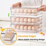 vacane 24 Capacity Egg Holder for Refrigerator, Egg Drawer for Fridge Pull Out Egg Storage Container with Non-Slip Pads Clear Egg Tray Egg Organizer - 2 Pack - Image 5