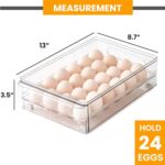 vacane 24 Capacity Egg Holder for Refrigerator, Egg Drawer for Fridge Pull Out Egg Storage Container with Non-Slip Pads Clear Egg Tray Egg Organizer - 2 Pack - Image 7