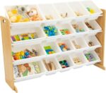 Humble Crew Extra-Large Toy Organizer with 20 Plastic Bins – Natural/White Storage Rack with 4-Tier Shelves, Anti-Tip Safety, for Kids’ Rooms, Playrooms, Nurseries & Classrooms - Image 3