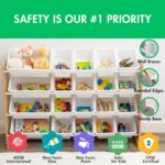 Humble Crew Extra-Large Toy Organizer with 20 Plastic Bins – Natural/White Storage Rack with 4-Tier Shelves, Anti-Tip Safety, for Kids’ Rooms, Playrooms, Nurseries & Classrooms - Image 5