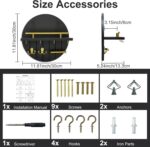 OurWarm Key Holder Wall Mount, 11.8 Inch Black Decorative Key and Mail Holder Organizer with 8 Key Hooks, Round Wooden Key Rack Key Hanger with Shelf for Wall Entryway Boho Home Decor - Image 3