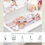 STORi SimpleSort 6-Piece Stackable Clear Drawer Organizer Set | 9" x 3" x 2" Rectangle Trays | Narrow Makeup Vanity Storage Bins and Office Desk Drawer Dividers | Made in USA - Image 4