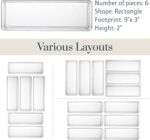 STORi SimpleSort 6-Piece Stackable Clear Drawer Organizer Set | 9" x 3" x 2" Rectangle Trays | Narrow Makeup Vanity Storage Bins and Office Desk Drawer Dividers | Made in USA - Image 6