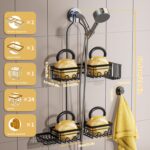 Shower Caddy Hanging - Shower Caddy for Handheld Shower Heads with Soap holder, Toothbrush Holder & Suction Hook, Universal 0.82-inch Fit with Non-Slip Rubber Pad, Black - Image 4