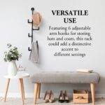 MyGift Industrial Black Metal Pipe Wall Mounted Hat and Coat Rack Tree with 6 Adjustable Arm Hooks, Entryway Hanging Hat Holder Hooks - Image 4