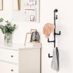 MyGift Industrial Black Metal Pipe Wall Mounted Hat and Coat Rack Tree with 6 Adjustable Arm Hooks, Entryway Hanging Hat Holder Hooks - Image 5
