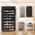 Laiensia 9-Tier Vertical Shoe Rack Organizer, Space Saving Shoe Storage Organizer, Non-Woven Cover Shoe Shelf Holds 36-45 Pairs for Bedroom, Hallway, Closet Entryway, Black - Image 5