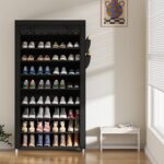 Laiensia 9-Tier Vertical Shoe Rack Organizer, Space Saving Shoe Storage Organizer, Non-Woven Cover Shoe Shelf Holds 36-45 Pairs for Bedroom, Hallway, Closet Entryway, Black - Image 8