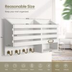 FifthQuarter Key Holder for Wall: Easy Mounted Key Rack and Mail Organizer with Store Shelf and Four Sturdy Keys Hooks Decor in Kitchen|Farmhouse|Entryway|Mudroom (White) - Image 3