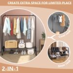 JIUYOTREE Metal Clothing Rack, 43.3 Inches Garment Rack with Bottom Shelf for Hanging Clothes, Coats, Skirts, Shirts, Sweaters, Black - Image 4