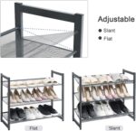 SONGMICS Shoe Rack, 3-Tier Shoe Organizer, Metal Shoe Storage for Garage, Stackable Shoe Shelf, with Adjustable Flat or Angled Shelves, 9-12 Pairs, Charcoal Gray ULMR03GB - Image 4
