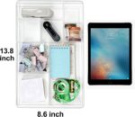 8-Section Clear Drawer Organizer, Large Acrylic Drawer Divider Tray for Desk,Bathroom,Office Makeup,Junk, Plastic Drawers Organizer 13.7" x 8.7" x 2" (8-Section) - Image 3