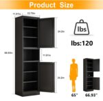 Tall Narrow Storage Cabinet 66.93" H Tall Bathroom Cabinet Metal Pantry Cabinets, 4 Adjustable Shelves for Kitchen, Home Office, Living Room, Dinning Room (16 inches Wide Black) - Image 4