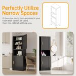 Tall Narrow Storage Cabinet 66.93" H Tall Bathroom Cabinet Metal Pantry Cabinets, 4 Adjustable Shelves for Kitchen, Home Office, Living Room, Dinning Room (16 inches Wide Black) - Image 5
