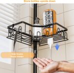 Corner Shower Caddy Tension Pole - 4-Tier Shower Corner Shelf for Bathtub Bathroom Shower Organizer - Adjustable 34in-120in, Space Saving Bathtub Accessory Shelves, Black - Image 6