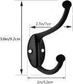 ZEYU Wall Hooks,10Pcs Coat Hooks Hardware Towel Hooks for Hanging Coats Double No Rust Black Robe Hooks Wall Mounted with Screws for Key, Towel, Bags, Cup, Hat - Image 3