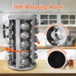 DOUBLE 2 C Revolving Spice Rack with 20 Jars, Rotating Spice Rack Organizer, Seasoning Organizer with Labels, Stainless Steel Spice Carousel for Kitchen Countertop, Cabinet - Image 4
