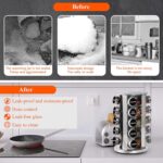 DOUBLE 2 C Revolving Spice Rack with 20 Jars, Rotating Spice Rack Organizer, Seasoning Organizer with Labels, Stainless Steel Spice Carousel for Kitchen Countertop, Cabinet - Image 7