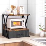 aboxoo Printer Stand for Desk with Storage Drawer, 2 Tier Desktop Or UnderDesk Shelf, Multi-Purpose Desk Organizer for Home Office, fit Fax Machine/3D Printer/Scanner, Rustic Brown - Image 5