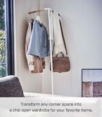 Yamazaki Home Tower Freestanding Corner Coat Rack, Modern Leaning Coat Hanger Stand With Wooden Accent For Bedroom Living Room Or Entryway, 63" - Steel + Wood - Image 4