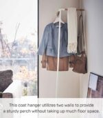 Yamazaki Home Tower Freestanding Corner Coat Rack, Modern Leaning Coat Hanger Stand With Wooden Accent For Bedroom Living Room Or Entryway, 63" - Steel + Wood - Image 5