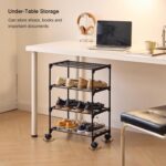 5-Tier Small Shoe Rack with Wheels, Slide-Out Metal Shoe Racks Storage, Anti-Rust Coating, Stackable Design - 16.9W for Entryway, Kitchen, Living Room & Office - Black - Image 6