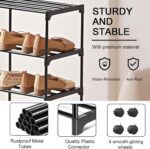 5-Tier Small Shoe Rack with Wheels, Slide-Out Metal Shoe Racks Storage, Anti-Rust Coating, Stackable Design - 16.9W for Entryway, Kitchen, Living Room & Office - Black - Image 8