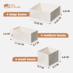 Cotton Linen Drawer Organizer for Baby Clothes, 12Pack Multi-Size Nursery Dresser Dividers for Clothes, Premium Foldable Storage Bins for Bedroom, Closet and Diaper Table, Beige - Image 6