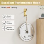 pickpiff Adhesive Wall Coat Hooks - Heavy Duty Stick-On Door Hanger, Metal Hook for Hanging Towel,Purse, Robe, Backpack, Jacket, Clothes - for Bathroom,Dorm, Closet, Kitchen - Gold, 4 Pack - Image 5