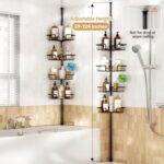 Corner Shower Caddy Tension Pole Adjustable 29–124 Inch, 4 Tier Rustproof Shower Organizer Shelf Rack, Quick Installation Bathroom Storage Shower Caddy Corner Pole, Black - Image 3