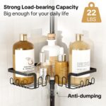 Corner Shower Caddy Tension Pole Adjustable 29–124 Inch, 4 Tier Rustproof Shower Organizer Shelf Rack, Quick Installation Bathroom Storage Shower Caddy Corner Pole, Black - Image 5