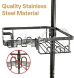 Corner Shower Caddy Tension Pole Adjustable 29–124 Inch, 4 Tier Rustproof Shower Organizer Shelf Rack, Quick Installation Bathroom Storage Shower Caddy Corner Pole, Black - Image 7
