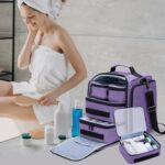 BAFASO Large Travel Toiletry Bag with 4 Removable Pouches, Multifunctional Makeup Bag Hair Bag for Toiletry and Makeup Supplies, Purple - Image 8