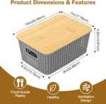 Stackable Storage Basket: Plastic Storage Bins, Baskets for Organizing, Pantry Decorative Containers for Closets, Cabinets, Shelves(8 Pack, Grey) - Image 3