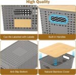 Stackable Storage Basket: Plastic Storage Bins, Baskets for Organizing, Pantry Decorative Containers for Closets, Cabinets, Shelves(8 Pack, Grey) - Image 4