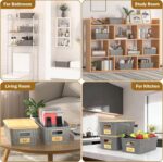 Stackable Storage Basket: Plastic Storage Bins, Baskets for Organizing, Pantry Decorative Containers for Closets, Cabinets, Shelves(8 Pack, Grey) - Image 6
