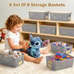 Stackable Storage Basket: Plastic Storage Bins, Baskets for Organizing, Pantry Decorative Containers for Closets, Cabinets, Shelves(8 Pack, Grey) - Image 8