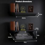 LED Compact Gun Shelf with Hidden Storage, Solid Wood & Pine Material Floating Wall Mount Gun Rack with Automatic Induction Windmill Lock,Concealed Furniture for Secure Storage (Black) - Image 3