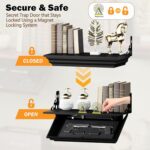 LED Compact Gun Shelf with Hidden Storage, Solid Wood & Pine Material Floating Wall Mount Gun Rack with Automatic Induction Windmill Lock,Concealed Furniture for Secure Storage (Black) - Image 4