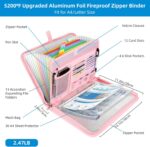 5200℉ Fireproof Document Organizer with 13 Accordion Expanding File Folder, Aluminum Foil Zipper Binder with 30 A4/Letter Sheet Protector, Binder for School Office Home Storage (Pink) - Image 3