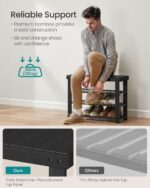 SONGMICS Shoe Rack Bench, 4 Tier Bamboo Shoe Storage Organizer, Entryway Bench, for Living Room, Bathroom, Bedroom, 11.3 x 27.6 x 20.5 Inches, Ink Black ULBS370BH01 - Image 5