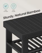 SONGMICS Shoe Rack Bench, 4 Tier Bamboo Shoe Storage Organizer, Entryway Bench, for Living Room, Bathroom, Bedroom, 11.3 x 27.6 x 20.5 Inches, Ink Black ULBS370BH01 - Image 7