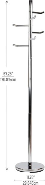 Mind Reader Freestanding Coat Rack, Multi-Hook Organizer for Office or Entryway, Metal, Silver - Image 4