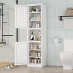 Tall Narrow Storage Cabinet 66.93" H Tall Bathroom Cabinets Metal Pantry Cabinet, 4 Adjustable Shelves for Kitchen, Home Office, Living Room, Dinning Room (16 inches Wide White) - Image 3
